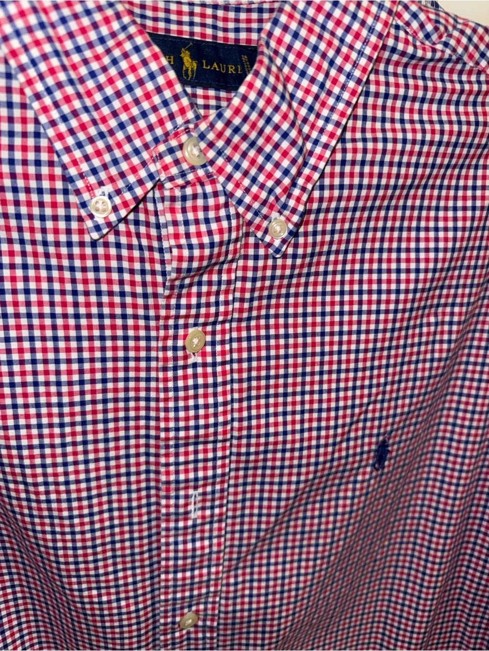 Polo by Ralph Lauren Three Men's Gingham Button-Downs in Blue, Red, White